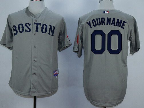 Men's Boston Red Sox Customized Gray MLB Cool Base Jersey
