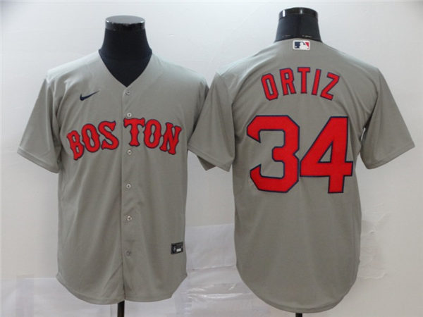 Men's Boston Red Sox Retired Player #34 David Ortiz Nike Gray Road Cool Base Jerseys