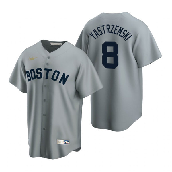 Men's Boston Red Sox Retired Player #8 Carl Yastrzemski Nike Gray Cooperstown Collection Road Jersey