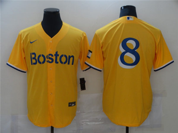 Men's Boston Red Sox Retired Player #8 Carl Yastrzemski Yellow 2021 Nike MLB City Connect Jersey
