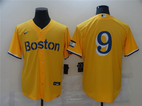 Men's Boston Red Sox Retired Player #9 Ted Williams Yellow 2021 Nike MLB City Connect Jerseys