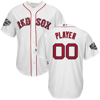 Men's Boston Red Sox White 2018 World Series Cool Base Custom Jersey