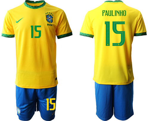 Men's Brazil #15 Paulinho home Jersey