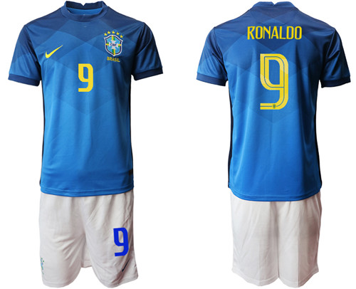 Men's Brazil #9 Ronalno Away Jersey