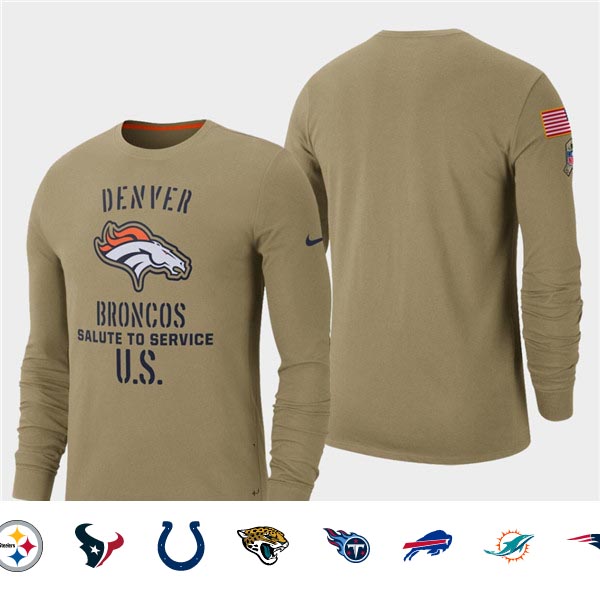 Men's Broncos Tan 2019 Salute to Service Sideline Long Sleeve T-Shirt