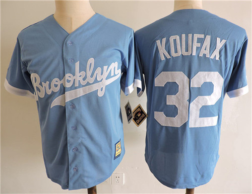 Men's Brooklyn Dodgers #32 Sandy Koufax Throwback Blue Cooperstown Baseball Jersey