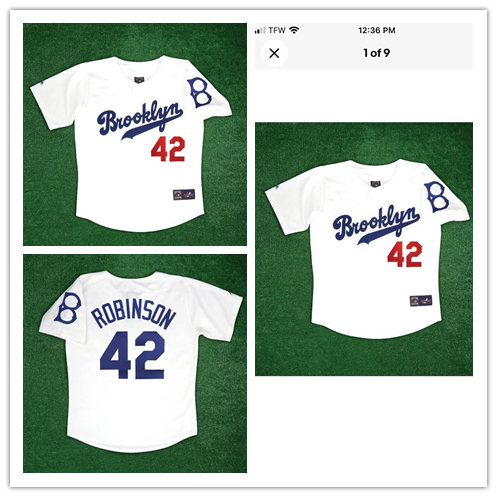 Men's Brooklyn Dodgers #42 Jackie Robinson White Home Cooperstown Jersey