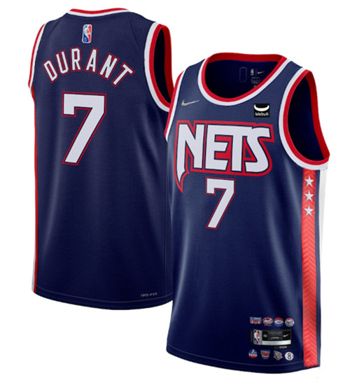 Men's Brooklyn Nets #7 Kevin Durant 2021 22 Swingman Navy City Edition 75th Anniversary Stitched Basketball Jersey