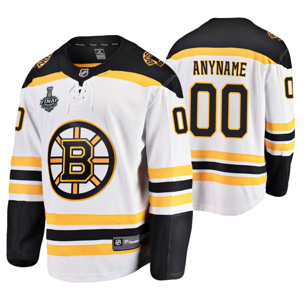Men's Bruins #00 Custom Stanley Cup Final Away Jersey Stitched