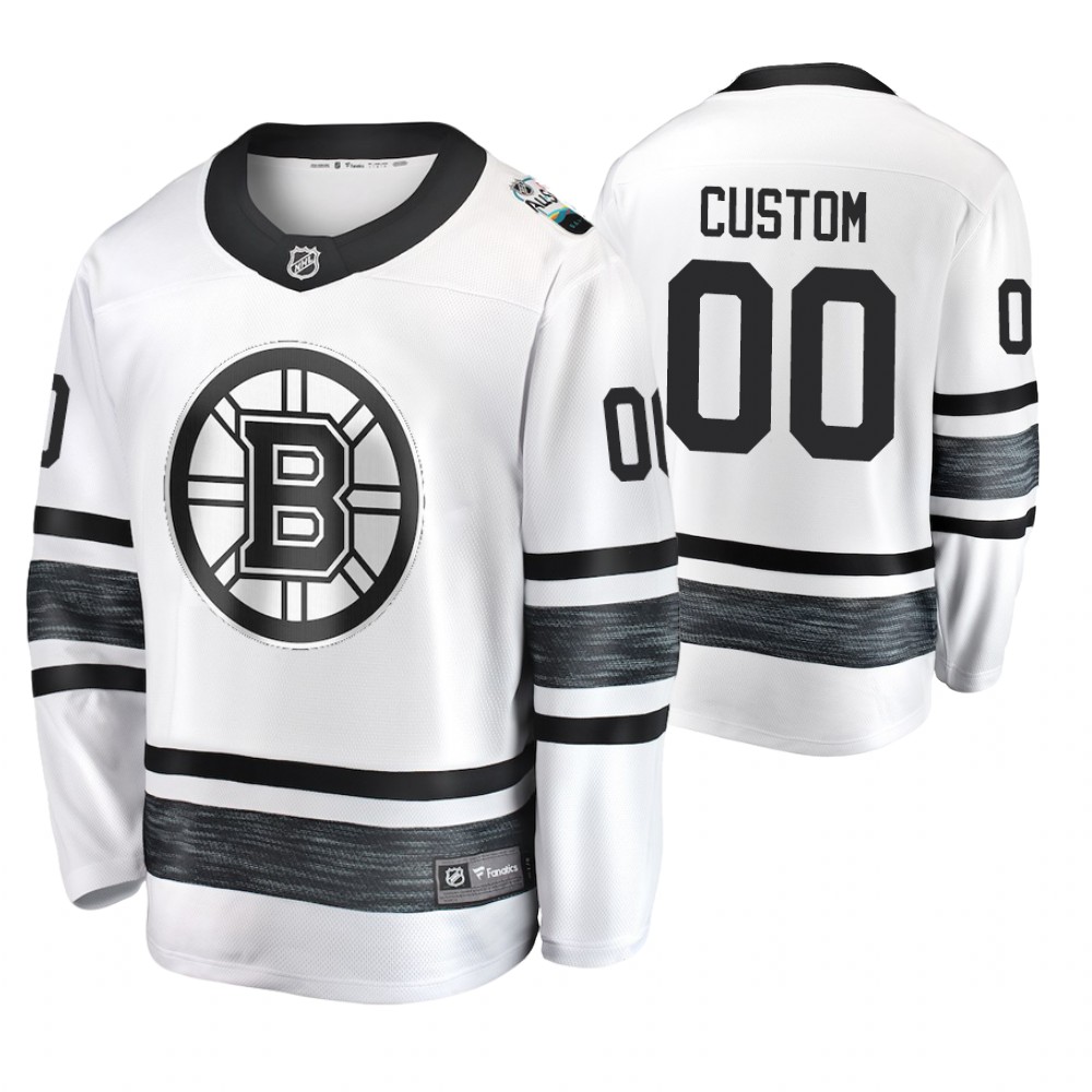 Men's Bruins #00 Custom White 2019 NHL All-Star Jersey