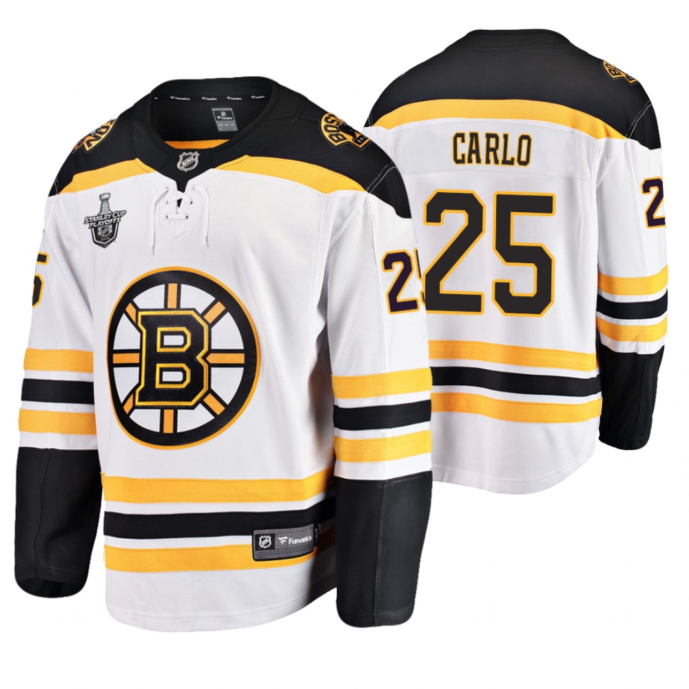 Men's Bruins #25 Brandon Carlo Stanley Cup Playoffs Away Jersey