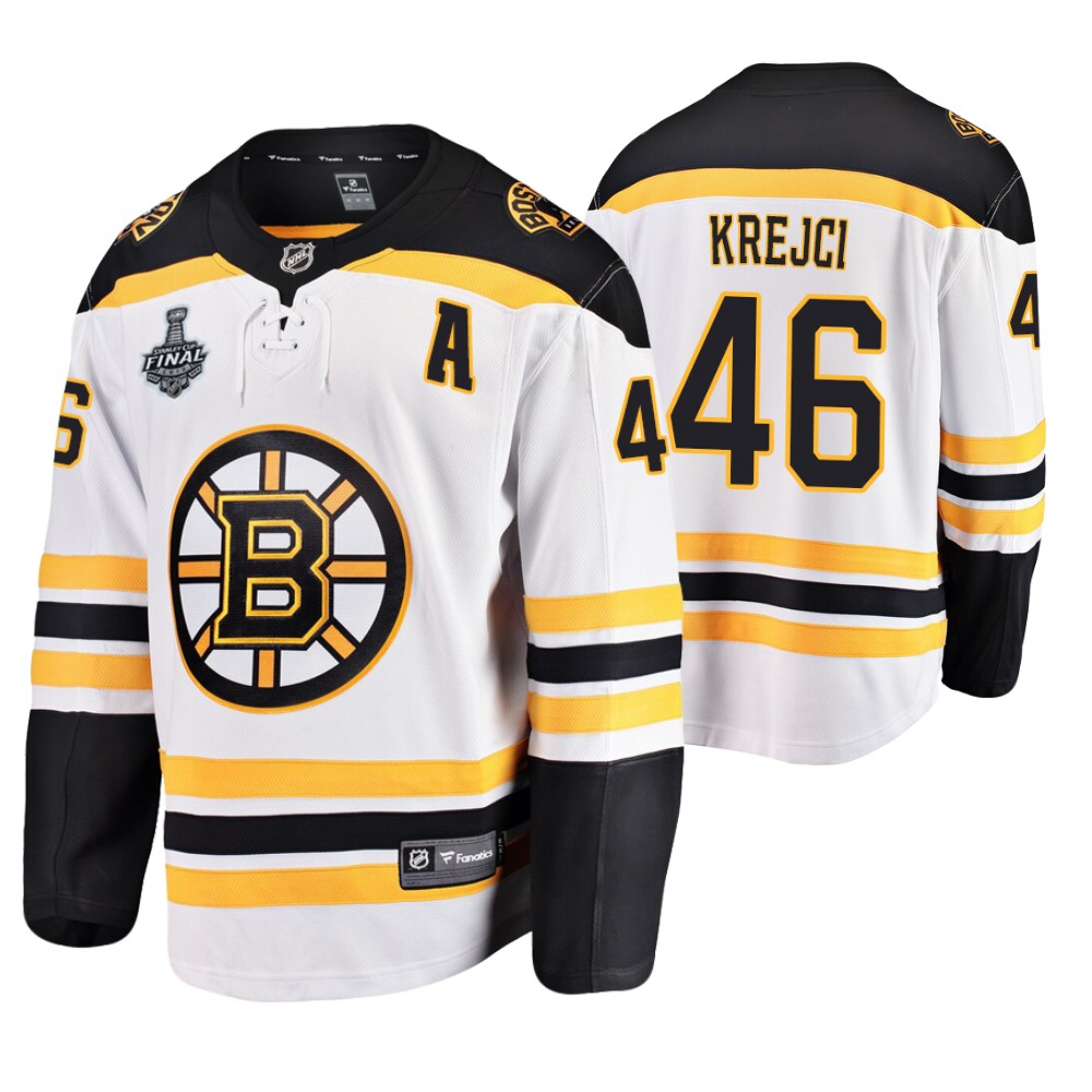 Men's Bruins #46 David Krejci Stanley Cup Final Away Jersey Stitched