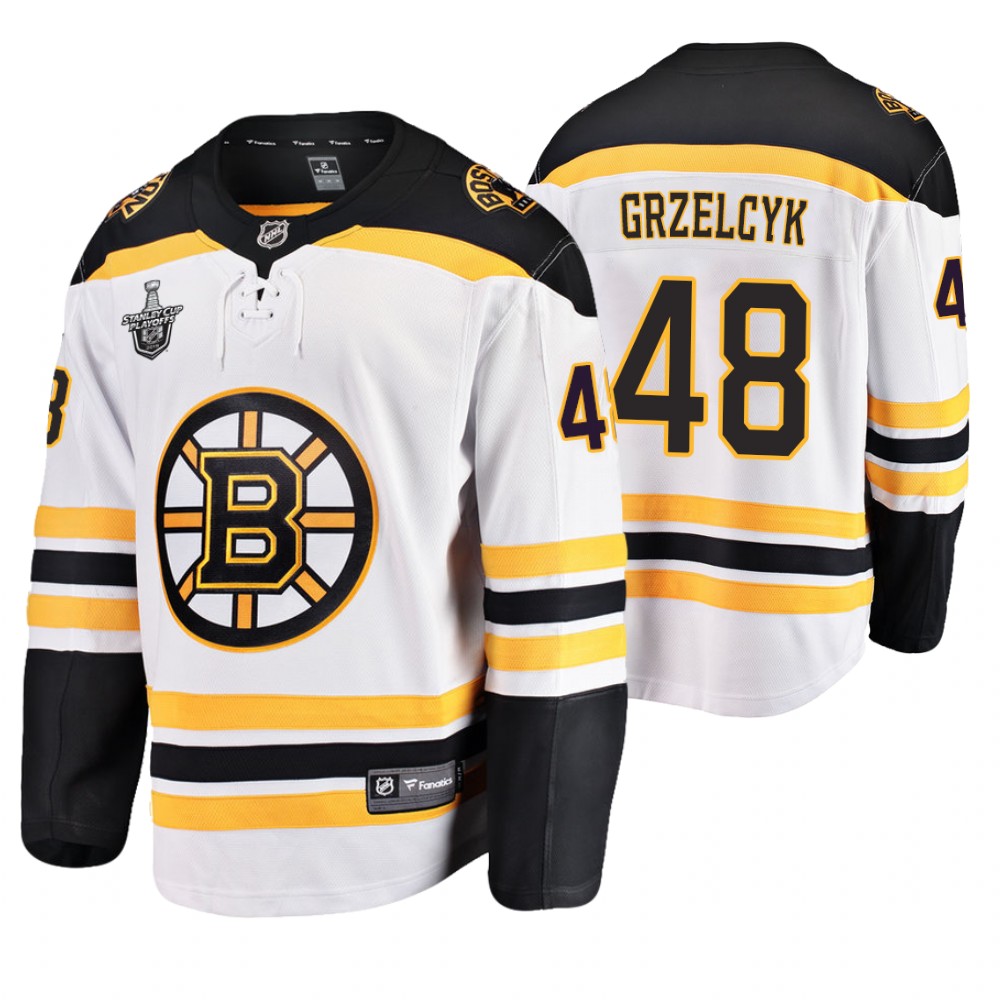 Men's Bruins #48 Matt Grzelcyk Stanley Cup Playoffs Away Jersey