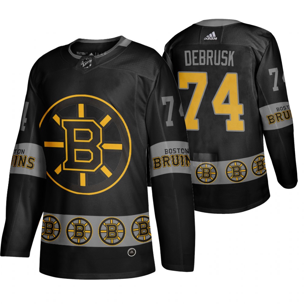 Men's Bruins #74 Jake DeBrusk Logo sleeve Breakaway Jersey Black