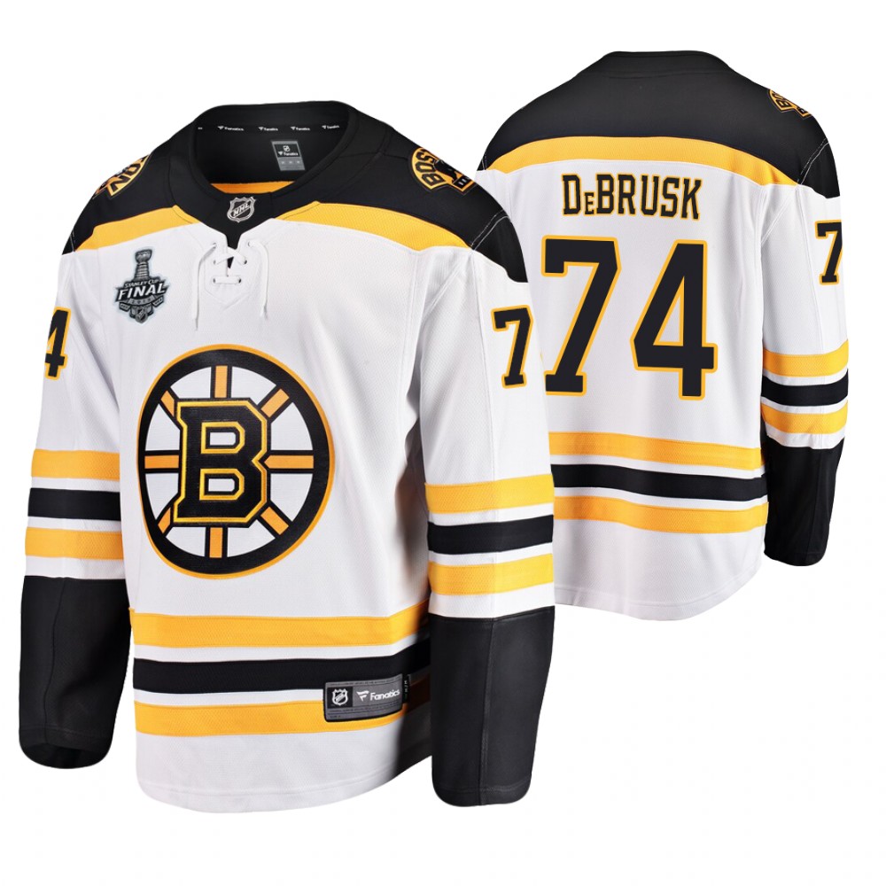 Men's Bruins #74 Jake DeBrusk Stanley Cup Final Away Jersey Stitched