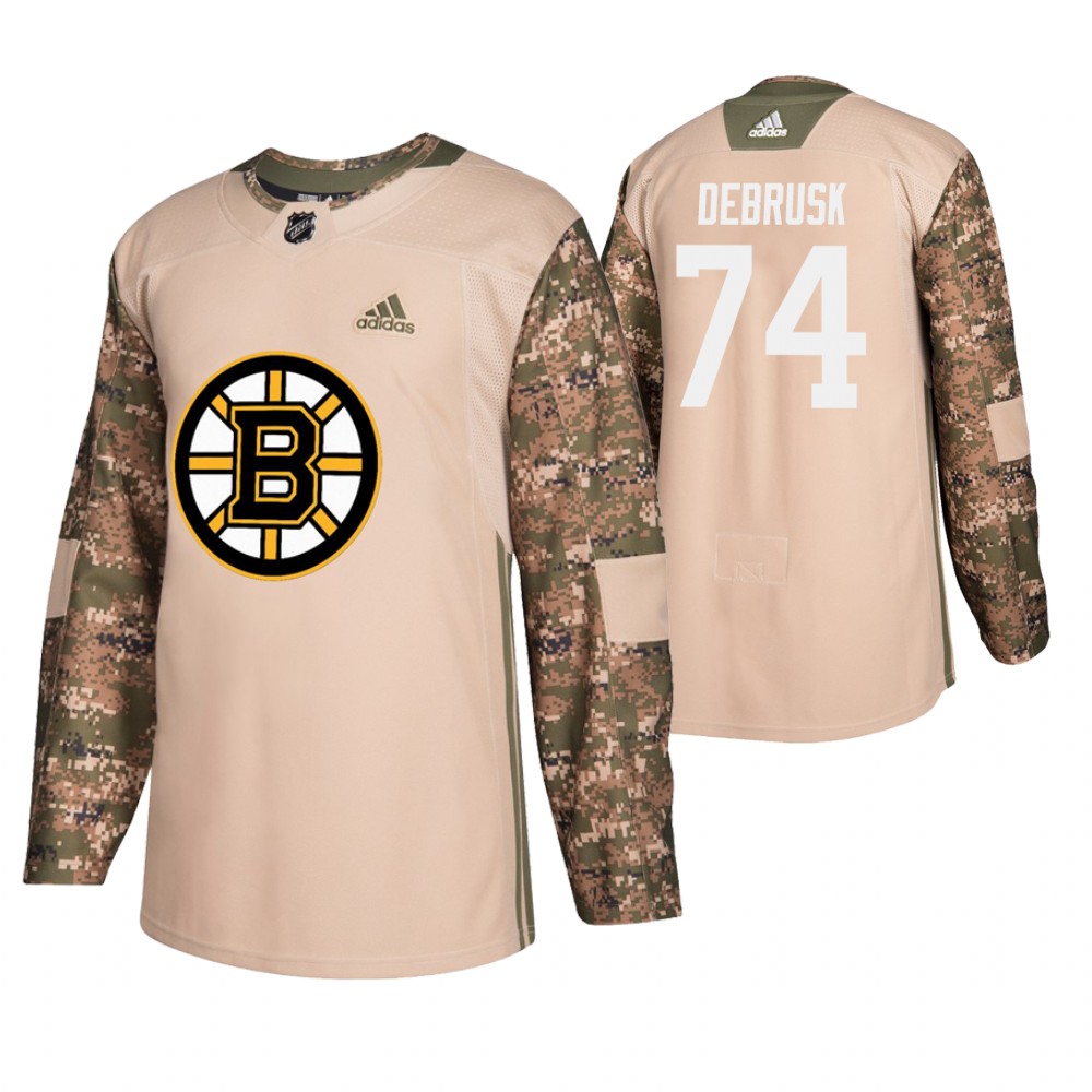 Men's Bruins #74 Jake DeBrusk Veterans Day Jersey - Camo