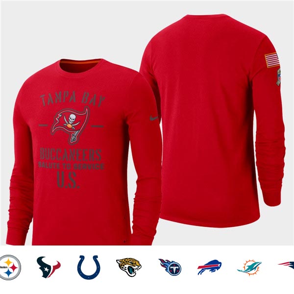 Men's Buccaneers Red 2019 Salute to Service Sideline Long Sleeve T-Shirt
