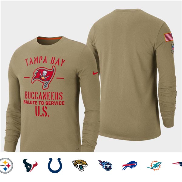 Men's Buccaneers Tan 2019 Salute to Service Sideline Long Sleeve T-Shirt