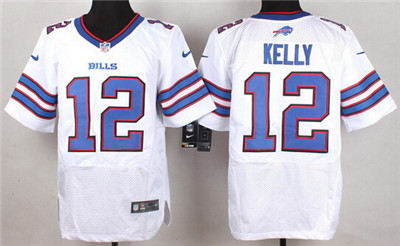 Men's Buffalo Bills #12 Jim Kelly Nike White Elite Jersey