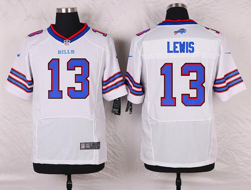 Men's Buffalo Bills #13 Dez Lewis White Road NFL Nike Elite Stitched Jersey