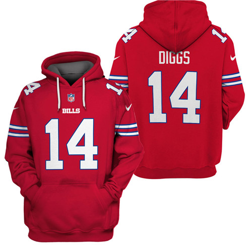 Men's Buffalo Bills #14 Stefon Diggs 2021 Red Pullover Hoodie