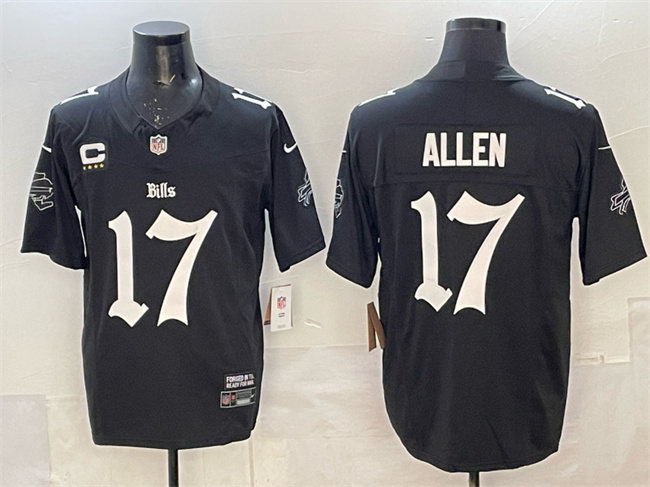 Men's Buffalo Bills #17 Josh Allen Black F.U.S.E. 'Gothic Cold Front Edition' With 4-Star C Patch Vapor Limited Stitched Football Jersey