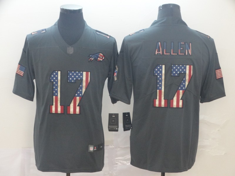 Men's Buffalo Bills #17 Josh Allen Charcoal Nike USA Flag Retro Football Stitched Jersey
