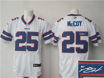 Men's Buffalo Bills #25 LeSean McCoy White Nike Elite Signed Jersey
