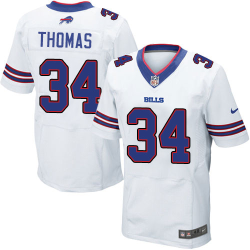 Men's Buffalo Bills #34 Thurman Thomas Nike White Elite Jersey