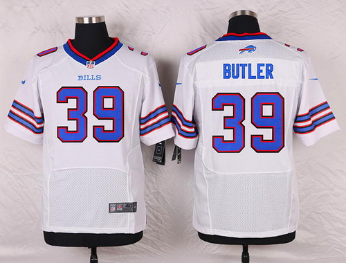 Men's Buffalo Bills #39 Mario Butler White Road NFL Nike Elite Stitched Jersey