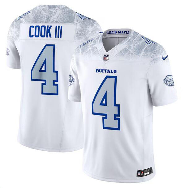 Men's Buffalo Bills #4 James Cook III White 2025 F.U.S.E. a??Rivalriesa?? Vapor Untouchable Limited Stitched Football Jersey