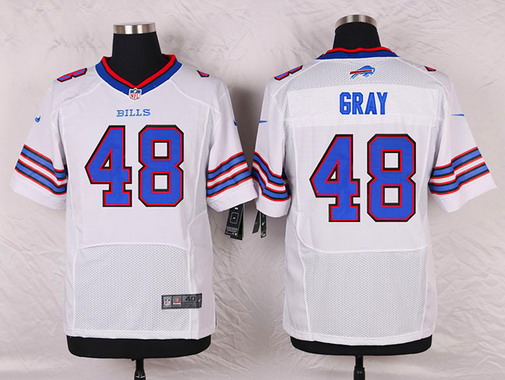 Men's Buffalo Bills #48 MarQueis Gray White Road NFL Nike Elite Stitched Jersey