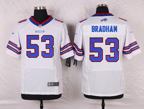 Men's Buffalo Bills #53 Nigel Bradham White Road NFL Nike Elite Jersey