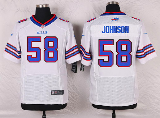 Men's Buffalo Bills #58 Randell Johnson White Road NFL Nike Elite Stitched Jersey