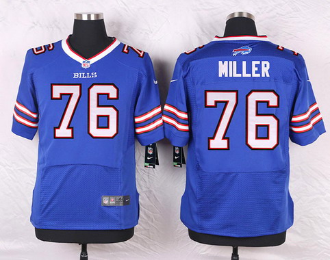 Men's Buffalo Bills #76 John Miller Royal Blue Team Color NFL Nike Elite Stitched Jersey