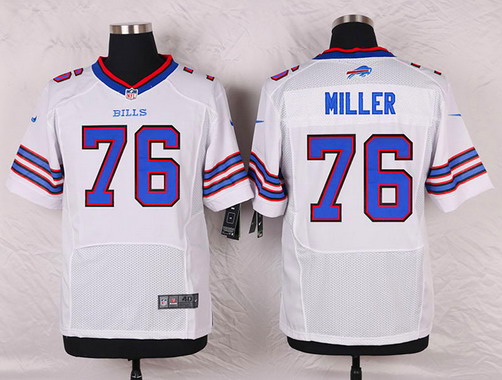 Men's Buffalo Bills #76 John Miller White Road NFL Nike Elite Stitched Jersey