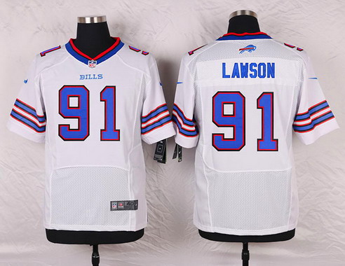 Men's Buffalo Bills #91 Manny Lawson Nike White Elite Jersey