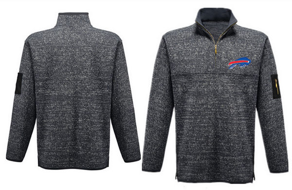 Men's Buffalo Bills Antigua Charcoal Fortune Sweater Knit Microfleece Quarter-Zip Pullover Jacket - Charcoal