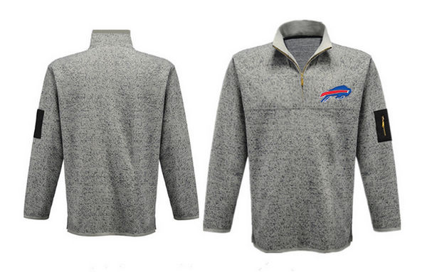 Men's Buffalo Bills Antigua Charcoal Fortune Sweater Knit Microfleece Quarter-Zip Pullover Jacket - Grey