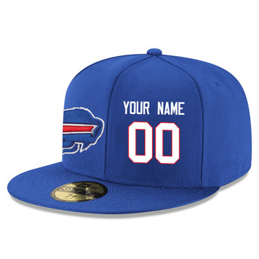Men's Buffalo Bills Blue Color Snapback Custom Hat (Stitched any name&number)