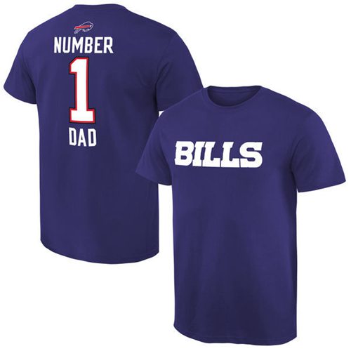 Men's Buffalo Bills Pro Line College Number 1 Dad T-Shirt Blue