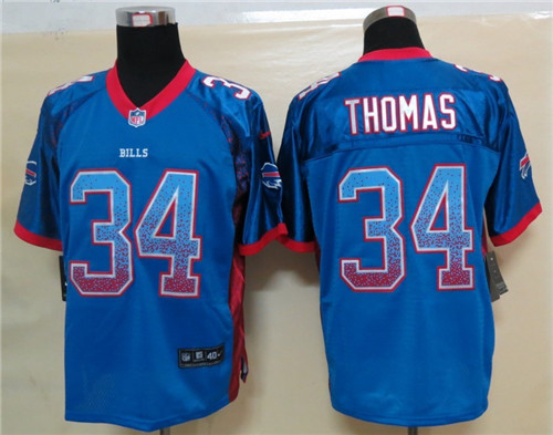 Men's Buffalo Bills Throwback Plyer #34 Thomas Nike Drift Fashion Blue Elite Stitched Jerseys