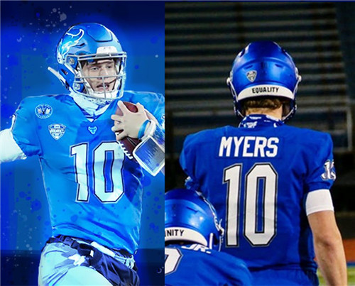 Men's Buffalo Bulls #10 Matt Myers Nike Blue College football Game Jersey 1