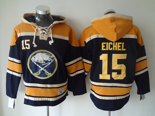Men's Buffalo Sabres #15 Jack Eichel Home Navy Blue Old Time Hockey Hoodie Stitched