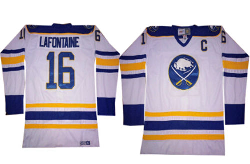 Men's Buffalo Sabres #16 Pat Lafontaine White CCM Stitched Jersey