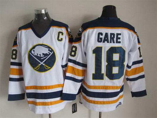 Men's Buffalo Sabres #18 Danny Gare 1983-84 White CCM Vintage Throwback Stitched Jersey