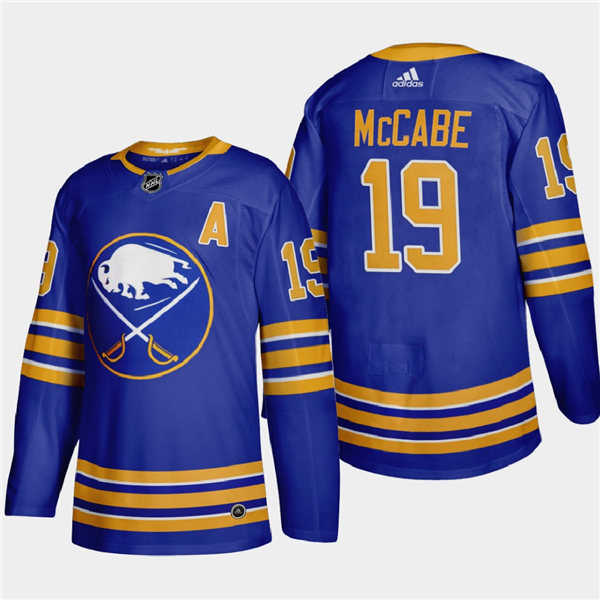 Men's Buffalo Sabres #19 Jake McCabe Adidas Home Premier Royal Stitched Jersey