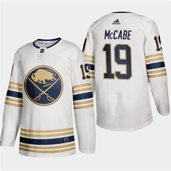 Men's Buffalo Sabres #19 Jake McCabe White 50th Season Premier Player Stitched Jersey