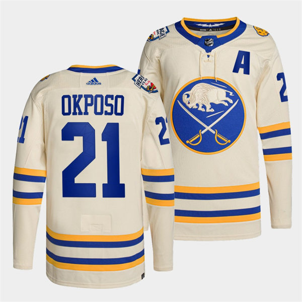 Men's Buffalo Sabres #21 Kyle Okposo Cream 2022 NHL Heritage Classic Premier Player Stitched Jersey