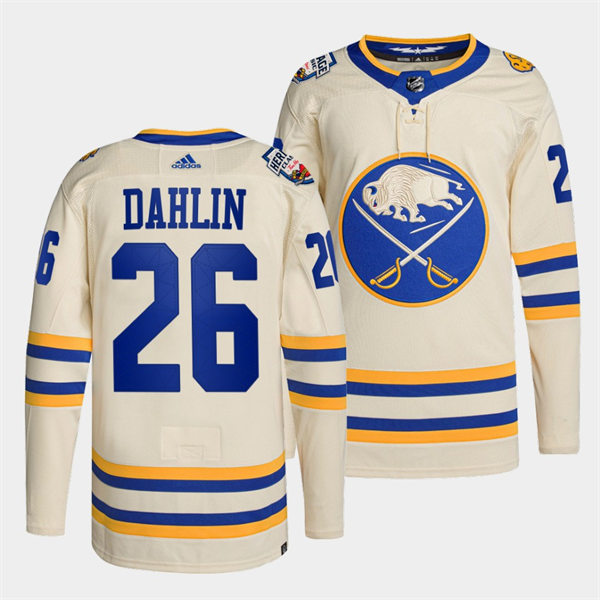 Men's Buffalo Sabres #26 Rasmus Dahlin Cream 2022 NHL Heritage Classic Premier Player Stitched Jersey